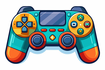 Cartoon Illustration of a Colorful Video Game Controller