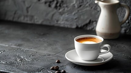 Sticker - Freshly Brewed Espresso with Cream in a Sleek Black Setting