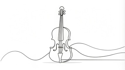 Continuous Line Drawing of a Violin