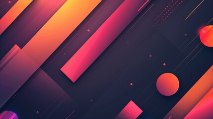 Wall Mural - abstract geometric patterns with vibrant colors and soft lighting set against a dark background