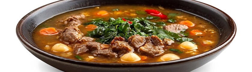 Poster - Close-Up Photo of a Bowl of Beef and Vegetable Soup