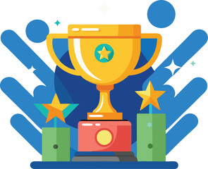 gold cup with ribbon