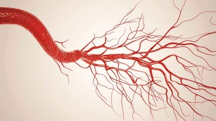 Wall Mural - Diagram showing the structure and function of arteries, veins, and capillaries.