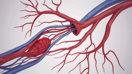 Canvas Print - Diagram showing the structure and function of arteries, veins, and capillaries.