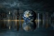 © Nurul - A city submerged halfway in the sea. Global warming concept.