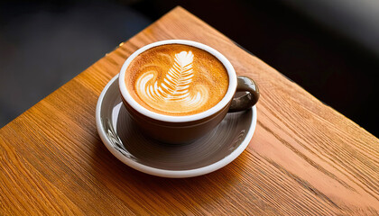 Wall Mural - Coffee cup with drawing on cafe table