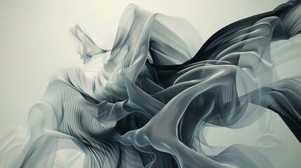 Wall Mural - abstract gray and black smoke swirling freely in a minimalist environment