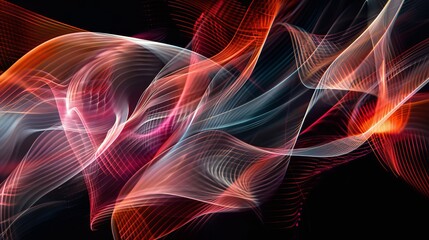 Wall Mural - colorful abstract waves of light flow gracefully against a dark background, creating a captivating v