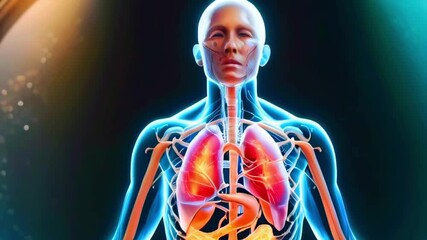 a 3d medical illustration of the human body's internal organs, including the lungs and digestive sys
