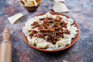 Wall Mural - Georgian dumplings Khinkali with meat.