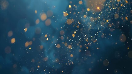 Poster - Magical Night Background with Dark Blue Frame, Sparkling Glitter Bokeh, and Light Art Perfect for Wedding Invitations and Holiday Cards