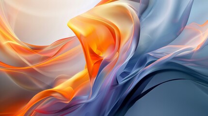 Wall Mural - vibrant abstract artwork with flowing orange and blue shapes representing movement and energy