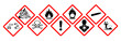 © infinity - Globally Harmonized System (GHS) hazard Warning symbols with red curved outline isolated on transparent background. All 9 GHS chemical labelling stickers