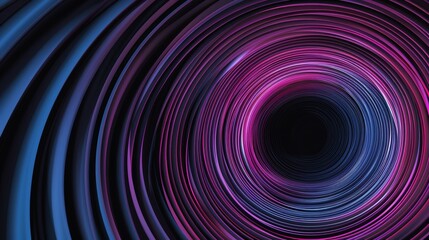 Poster - Modern Abstract Design Featuring Blue, Pink, and Purple Gradient Circles with Lines on a Dark Black Background, Perfect for Contemporary Art and Digital Projects