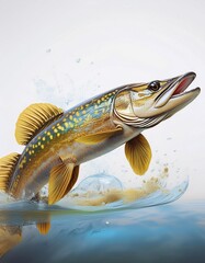 Wall Mural -  Pike fish in the water