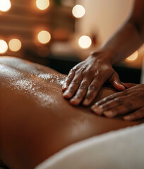 Black woman receiving massage.