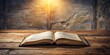 © BrilliantPixels - Open Book on Wooden Table with Sunbeam, book , literature , knowledge , faith