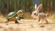 © Altair - Cartoon turtle with rabbit in the jungle