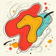 Poster - Abstract colorful shapes with lines and dots