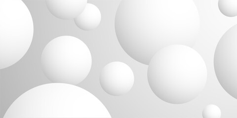 Poster - Light background with white balls, ball in empty space. White abstract 3d round spheres. Background with neumorphism circles. Geometric design circle shapes, abstract 3D circle white wallpaper