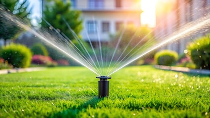 Wall Mural - Modern Minimalist Lawn Irrigation System Design  AI Generated