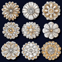 Poster - Set of Nine Ornamental Floral Designs