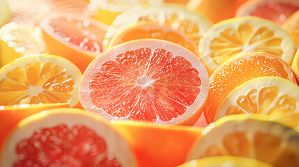 Sticker - A close up of a bunch of oranges and grapefruit