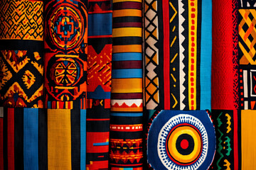 Native African textile background with traditional art patterns.