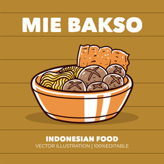 Wall Mural - Mie bakso indonesian food vector illustration