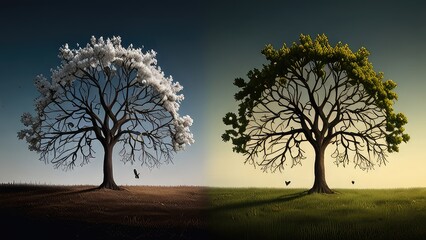 Wall Mural - life and death concept of trees