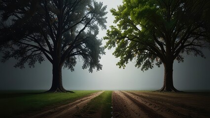 Wall Mural - life and death concept of trees