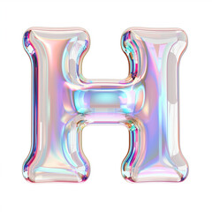 Wall Mural - a close up of a shiny letter h on a white background