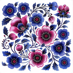 Wall Mural - a close up of a painting of flowers on a white background