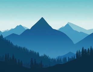 background landscape with blue silhouettes of mountains