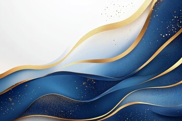 Sticker - Abstract background with blue and gold waves, representing luxury, elegance, movement, fluidity, and serenity.