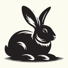 Poster - Bunny black silhouette Illustration Vector