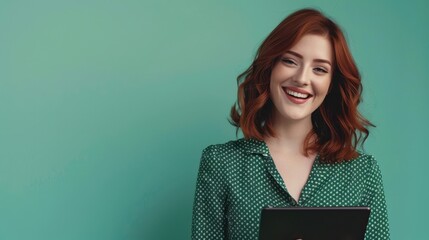 Wall Mural - The smiling redhead woman