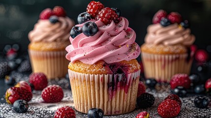 cupcakes and berries