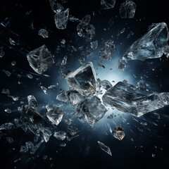 Wall Mural - a close up of a bunch of ice pieces on a black surface