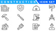 © Muhammad A. grapix - construction icon element set. Containing crane, building, land, excavator, maintenance, contractor, worker, architecture and more. Solid icons vector collection.
