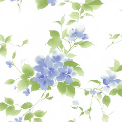 Wall Mural - there is a blue flower pattern on a white background