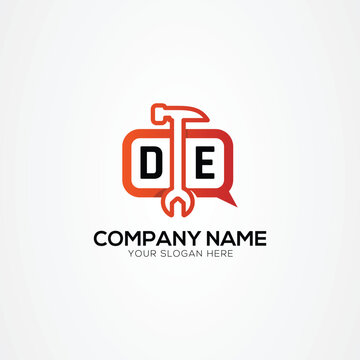 Services Icon or Chat Logo With Letter DE Logo Isolated Vector Illustration