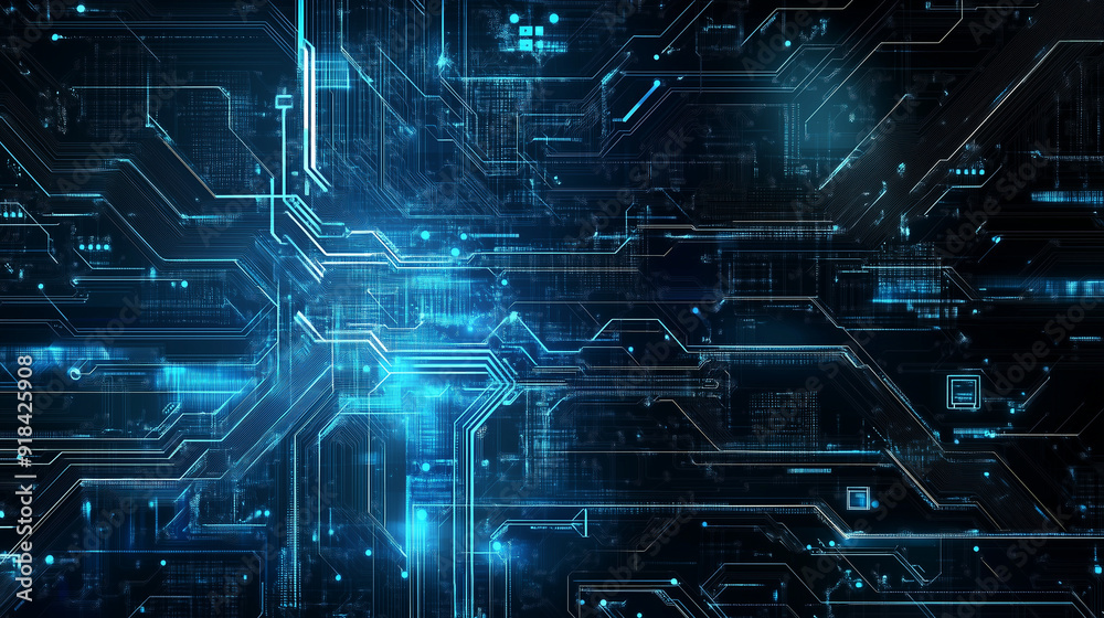 Futuristic computer technology background. The dark background is ...