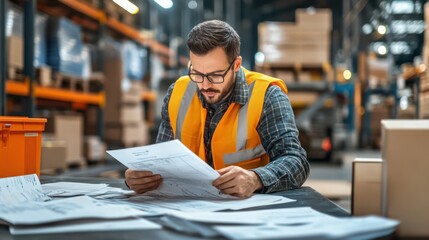 Checking and managing transportation documents at the manager's desk