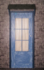 Canvas Print - A vintage-style blue door with a rustic feel, ideal for creative home design inspiration or architectural projects.