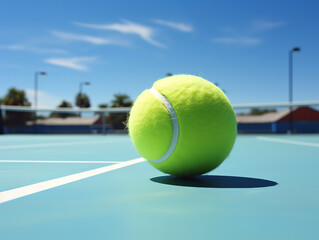 Attractive Two tennis ball near the black net on ground