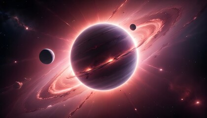 outer space with alien planets and explosion
