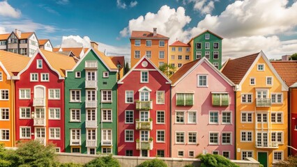 Sticker - view of city with colorful building 