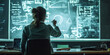 © Lila Patel - Female Teacher Writing on Blackboard, Using Interactive Projector.