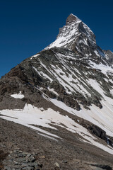 Famous mountain peak Matterhorn above Zermatt town Switzerland, summertime - stock photo